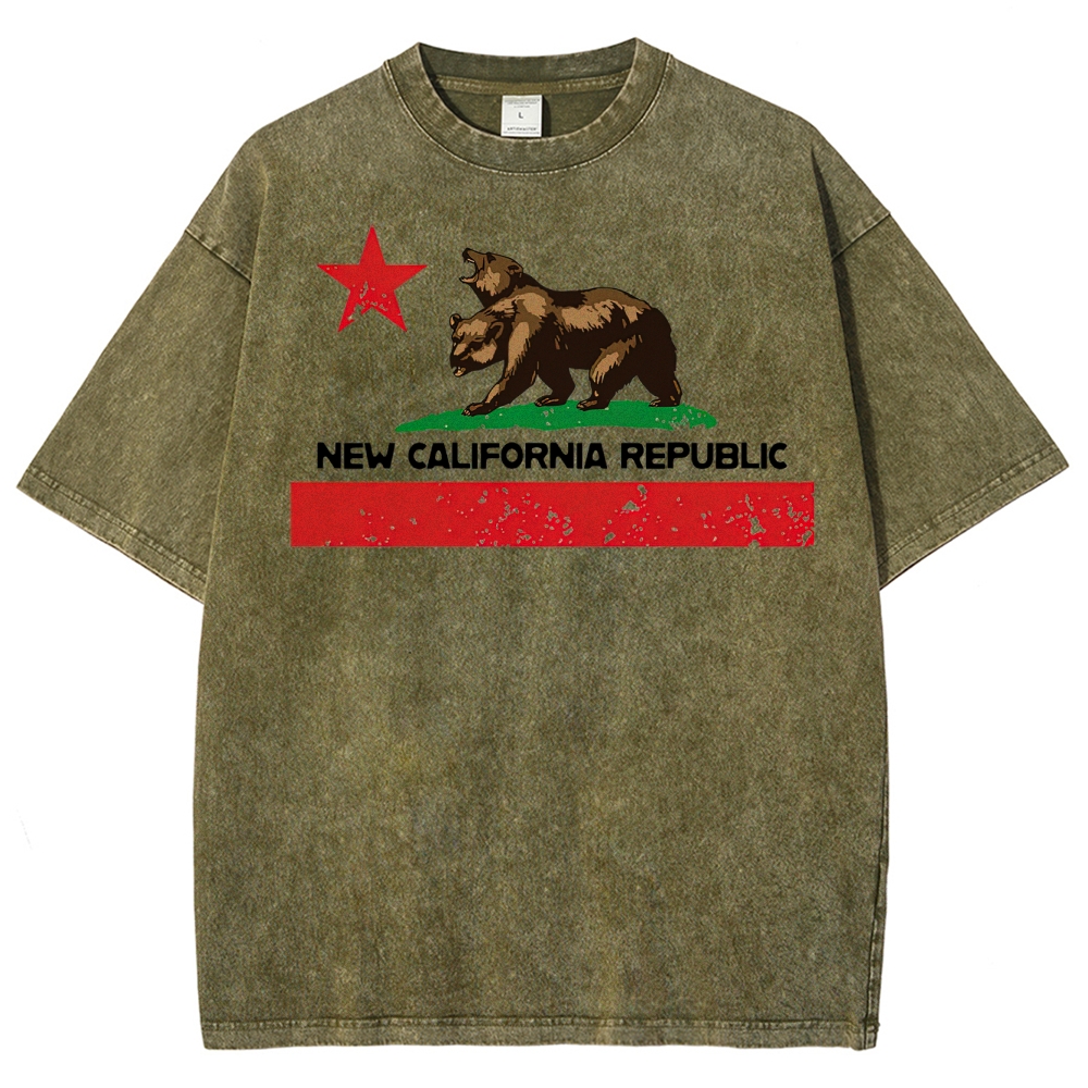 New California Republic Bear Graphic Washed T-Shirt