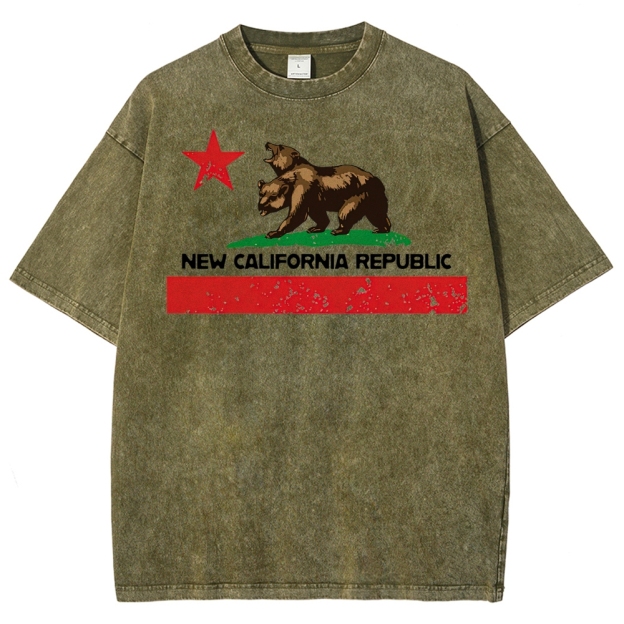 New California Republic Bear Graphic Washed T-Shirt