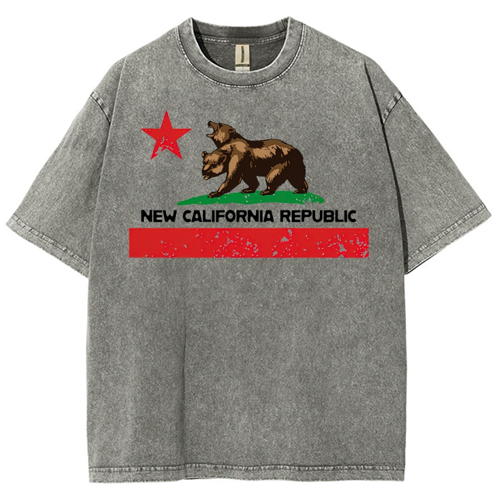 New California Republic Bear Graphic Washed T-Shirt