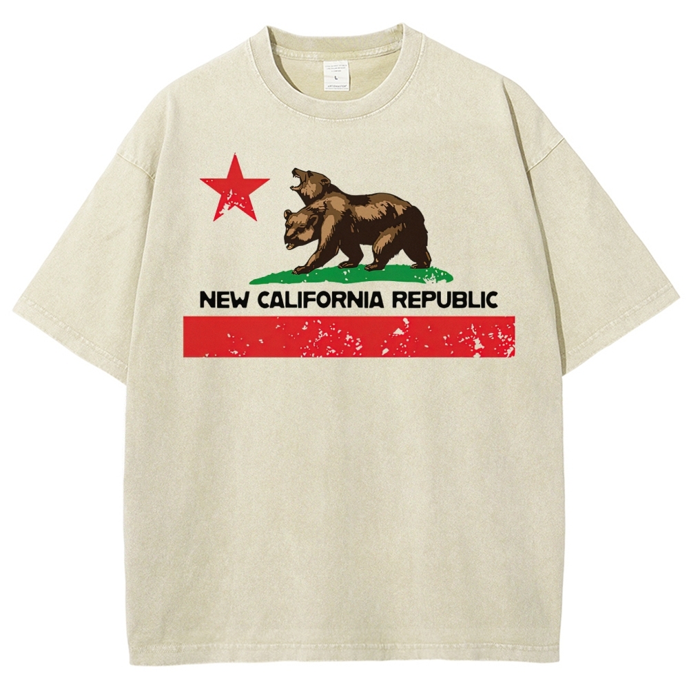 New California Republic Bear Graphic Washed T-Shirt