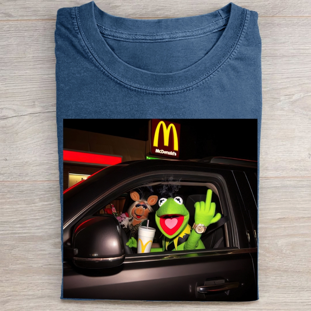 Late-Night Drive Puppet Duo Graphic Vintage Washed Tee