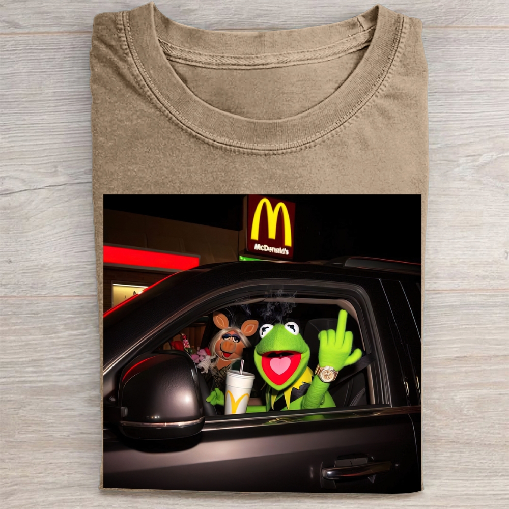 Late-Night Drive Puppet Duo Graphic Vintage Washed Tee