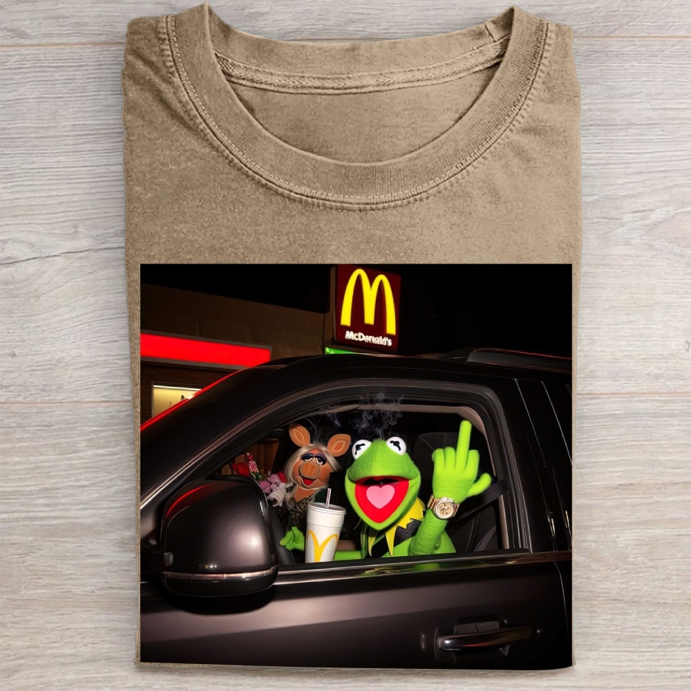 Late-Night Drive Puppet Duo Graphic Vintage Washed Tee