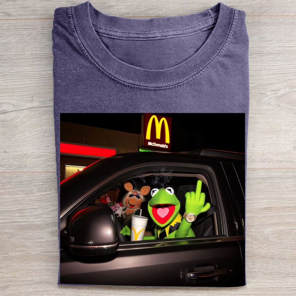 Late-Night Drive Puppet Duo Graphic Vintage Washed Tee