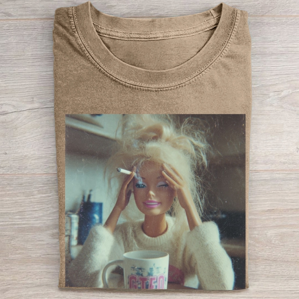 Stressed Blonde Doll Graphic Vintage Washed Tee