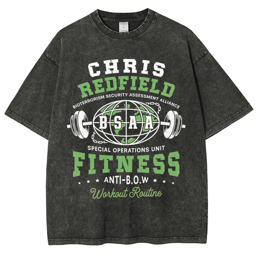 Chris Redfield BSAA Fitness Graphic Washed T-Shirt