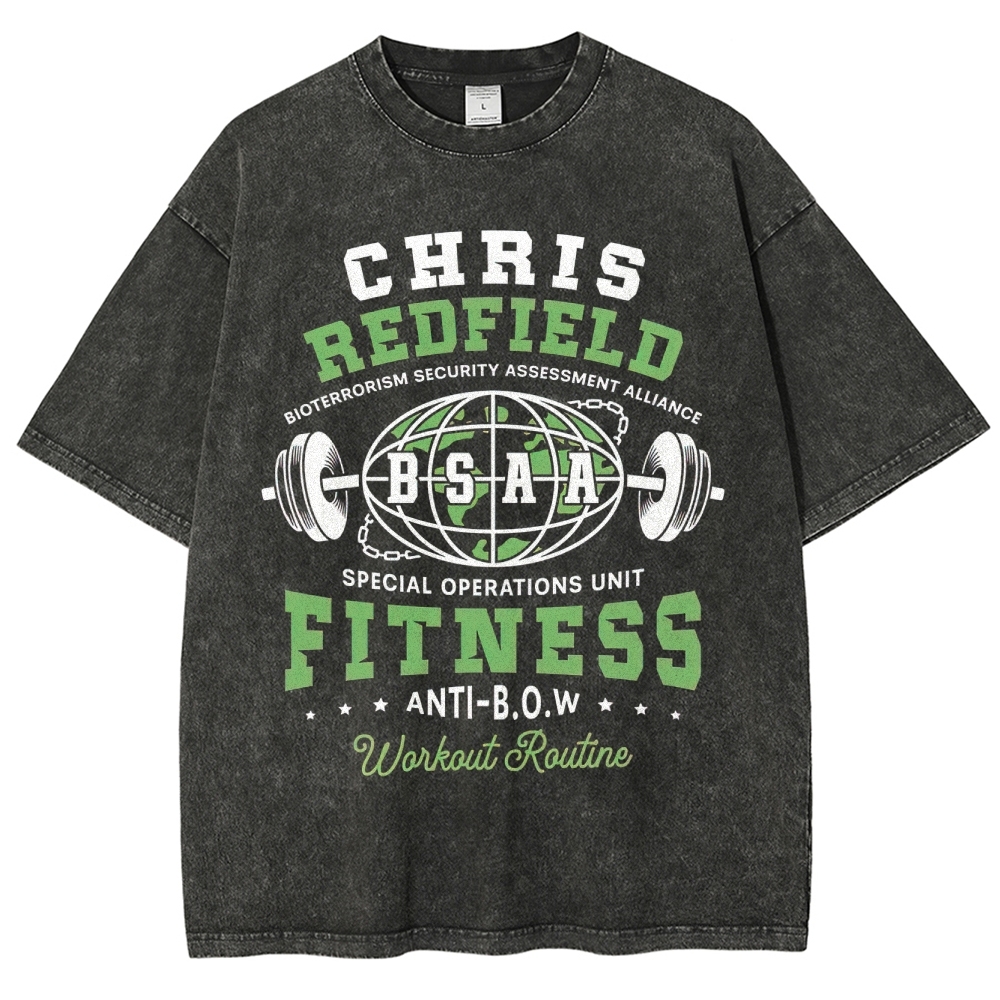 Chris Redfield BSAA Fitness Graphic Washed T-Shirt