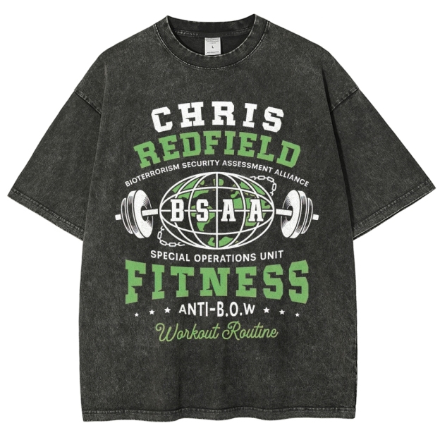 Chris Redfield BSAA Fitness Graphic Washed T-Shirt