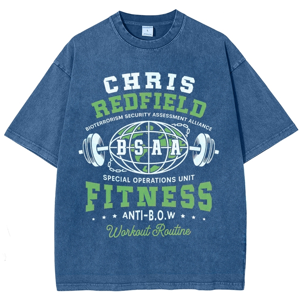 Chris Redfield BSAA Fitness Graphic Washed T-Shirt