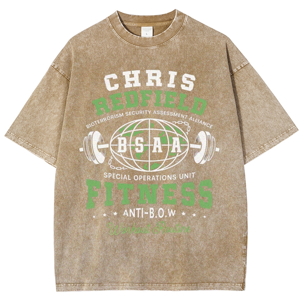 Chris Redfield BSAA Fitness Graphic Washed T-Shirt