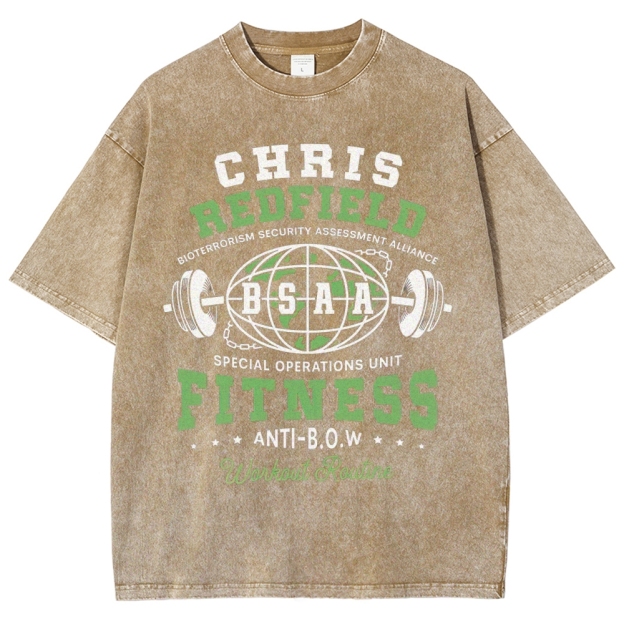 Chris Redfield BSAA Fitness Graphic Washed T-Shirt
