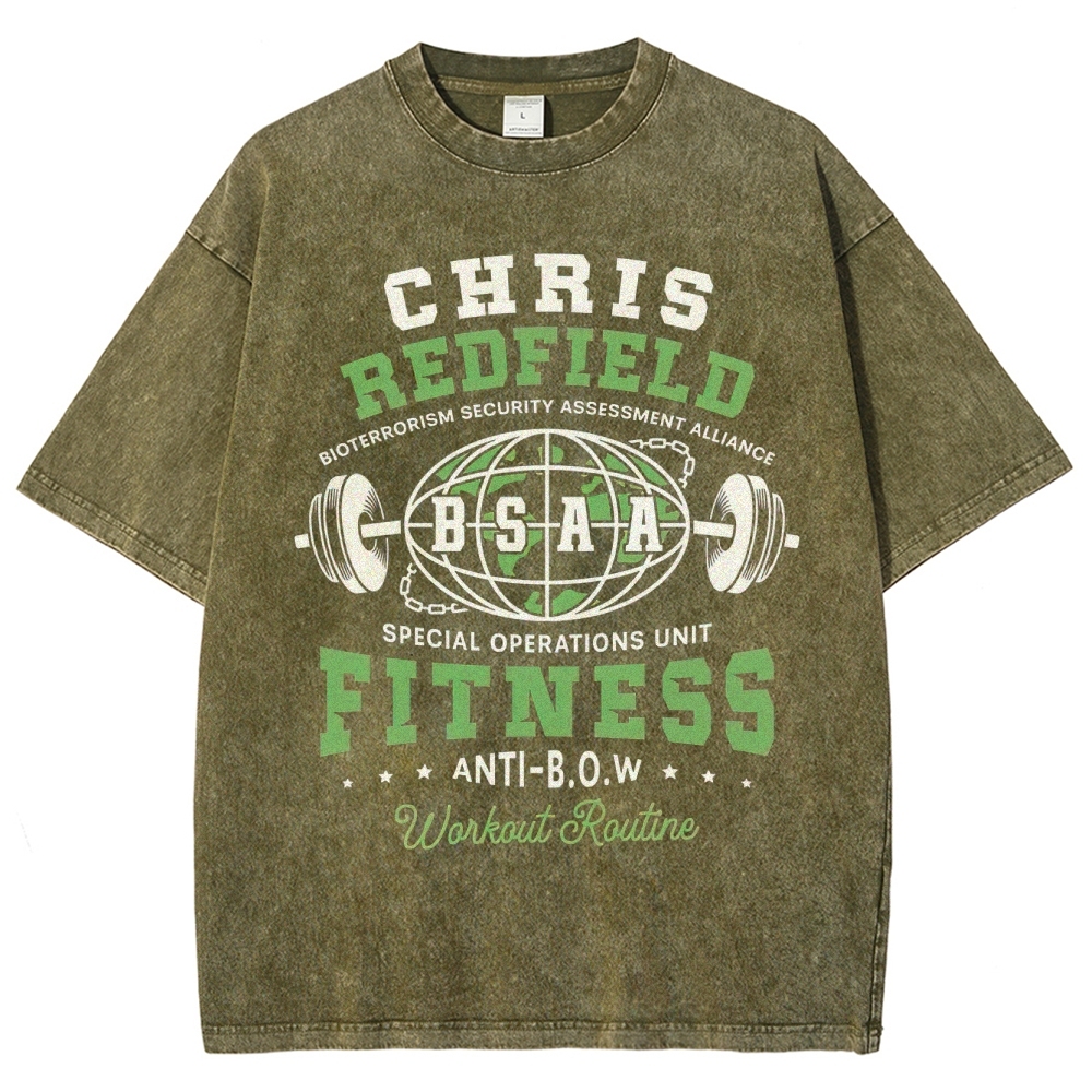Chris Redfield BSAA Fitness Graphic Washed T-Shirt