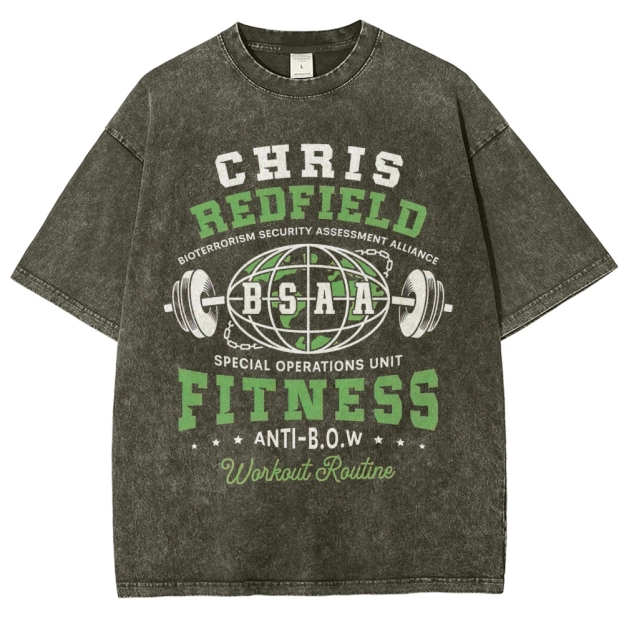 Chris Redfield BSAA Fitness Graphic Washed T-Shirt