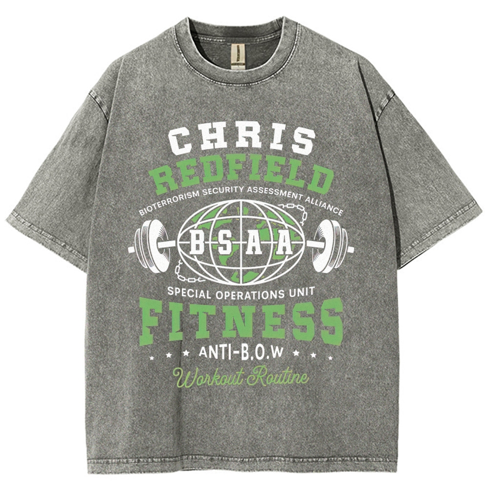 Chris Redfield BSAA Fitness Graphic Washed T-Shirt