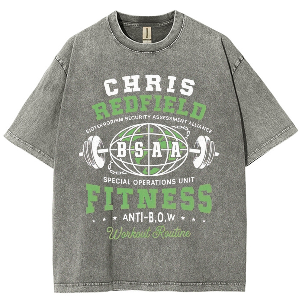Chris Redfield BSAA Fitness Graphic Washed T-Shirt