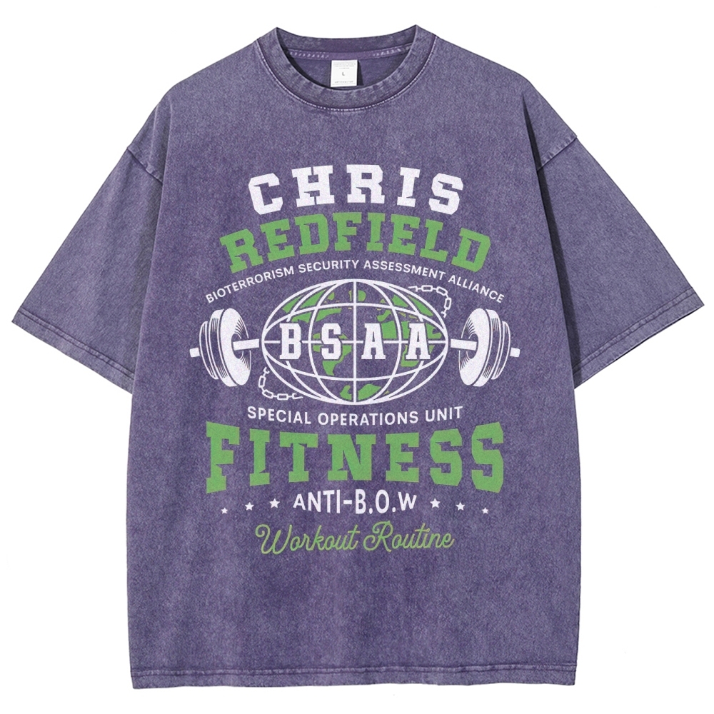 Chris Redfield BSAA Fitness Graphic Washed T-Shirt