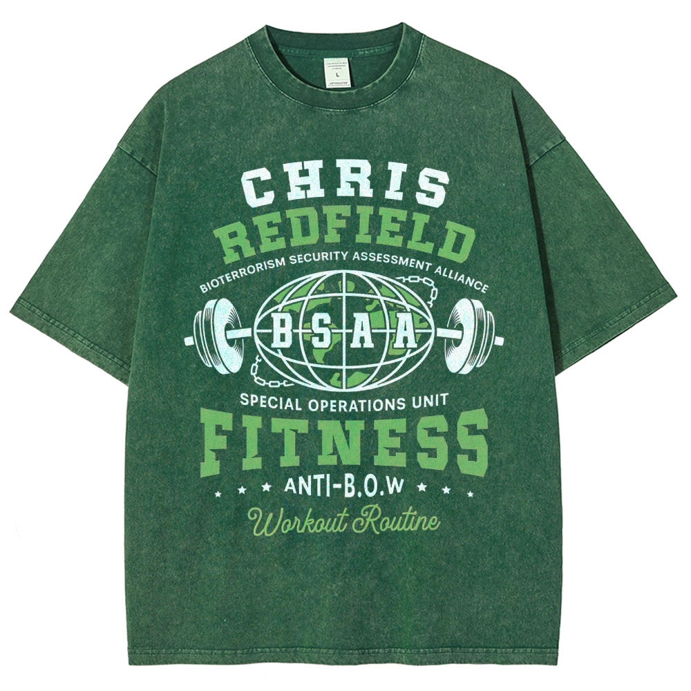 Chris Redfield BSAA Fitness Graphic Washed T-Shirt
