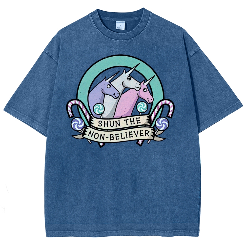 Shun the Non-Believer Unicorn Graphic Washed T-Shirt