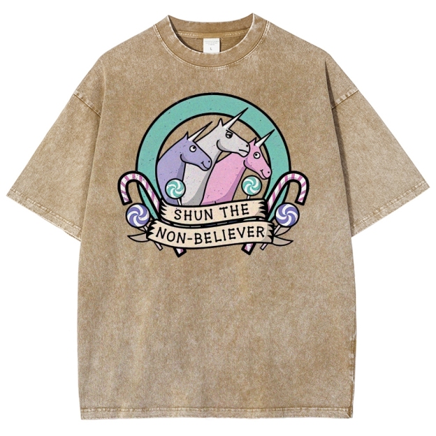 Shun the Non-Believer Unicorn Graphic Washed T-Shirt