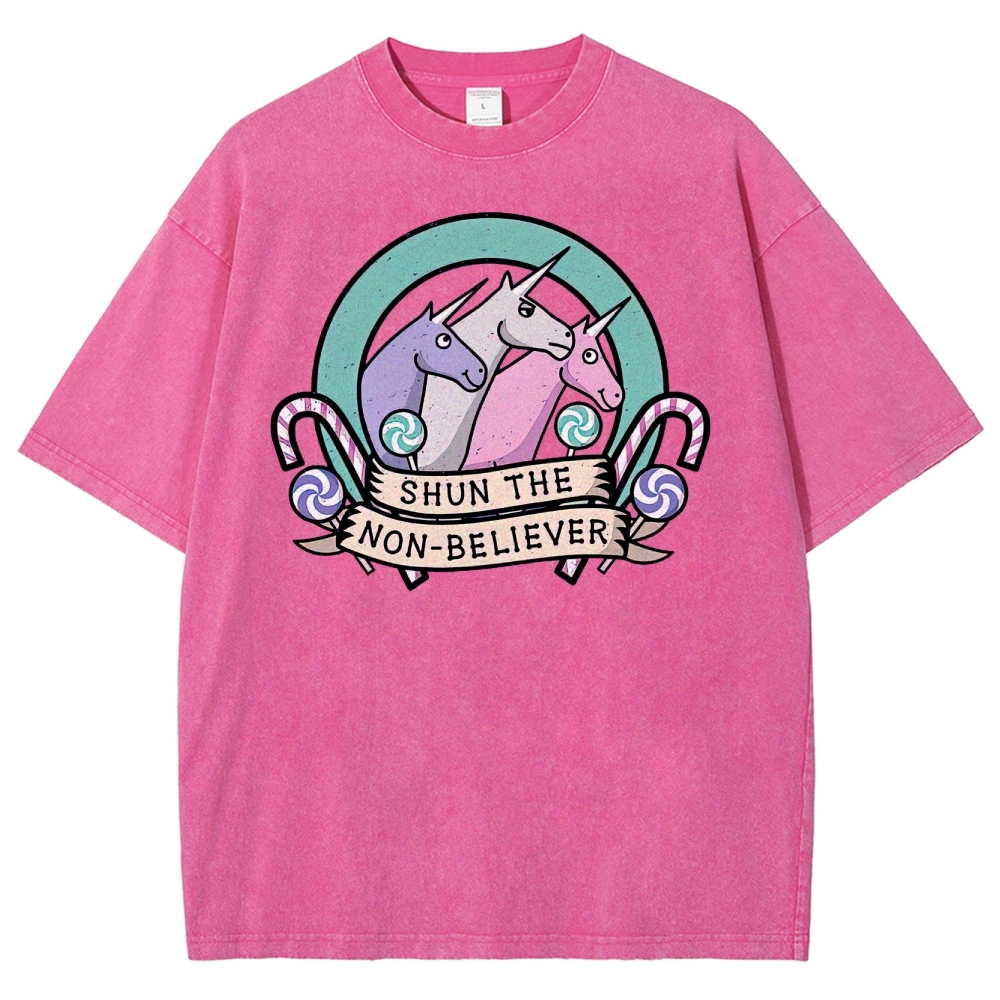 Shun the Non-Believer Unicorn Graphic Washed T-Shirt