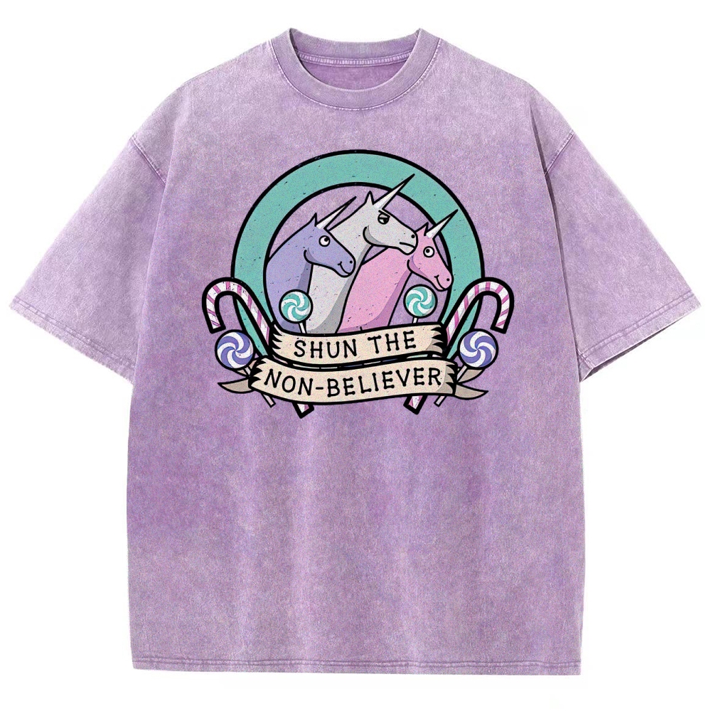 Shun the Non-Believer Unicorn Graphic Washed T-Shirt