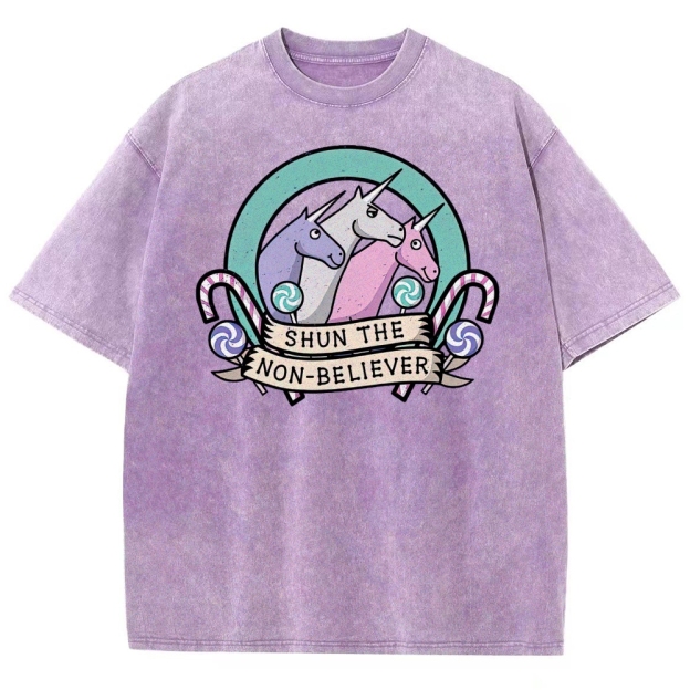Shun the Non-Believer Unicorn Graphic Washed T-Shirt
