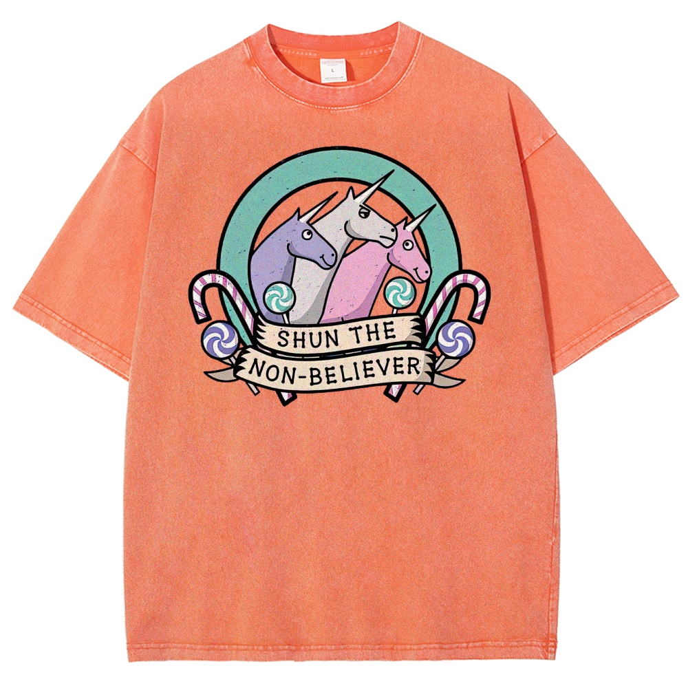 Shun the Non-Believer Unicorn Graphic Washed T-Shirt
