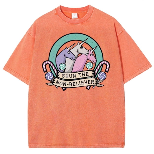 Shun the Non-Believer Unicorn Graphic Washed T-Shirt