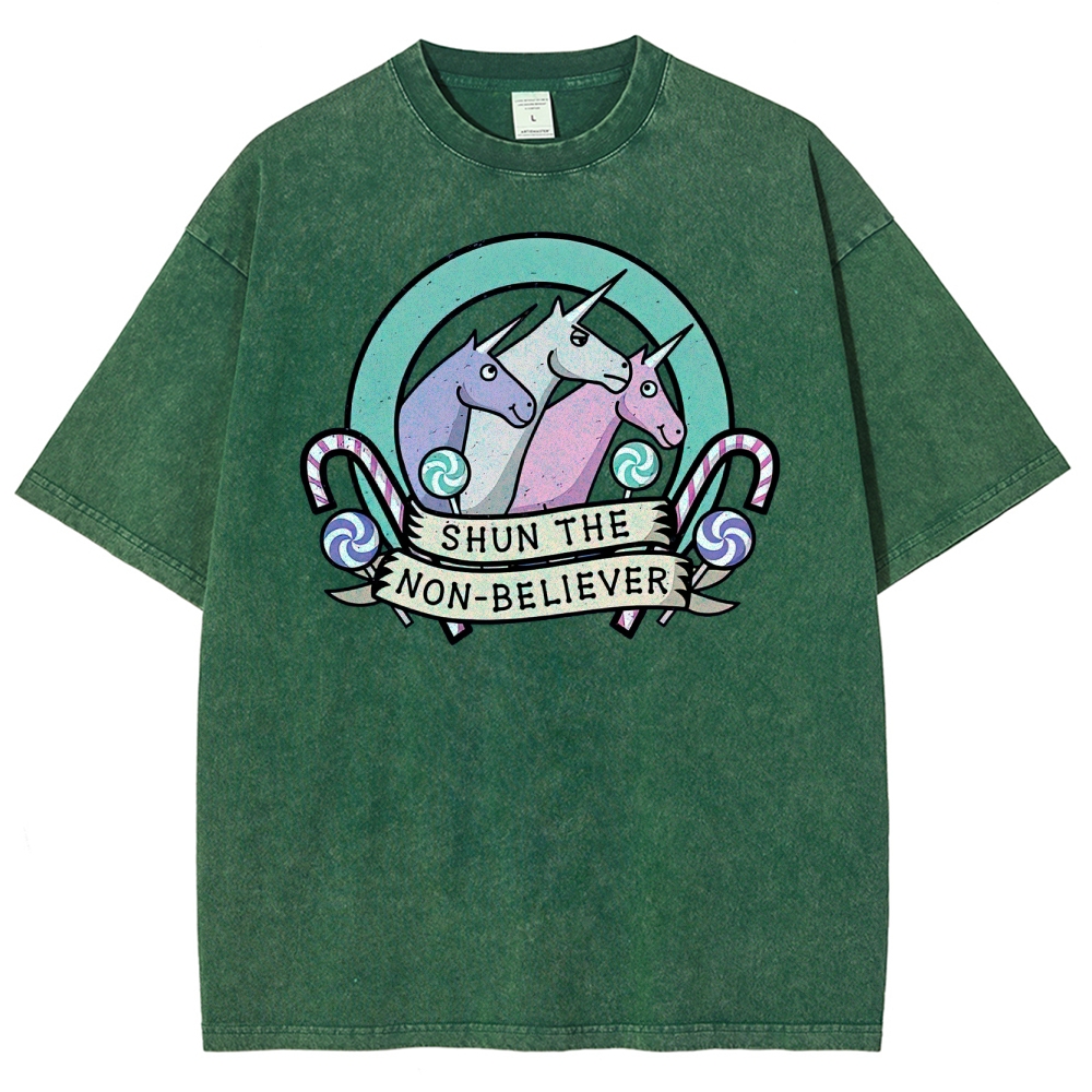 Shun the Non-Believer Unicorn Graphic Washed T-Shirt