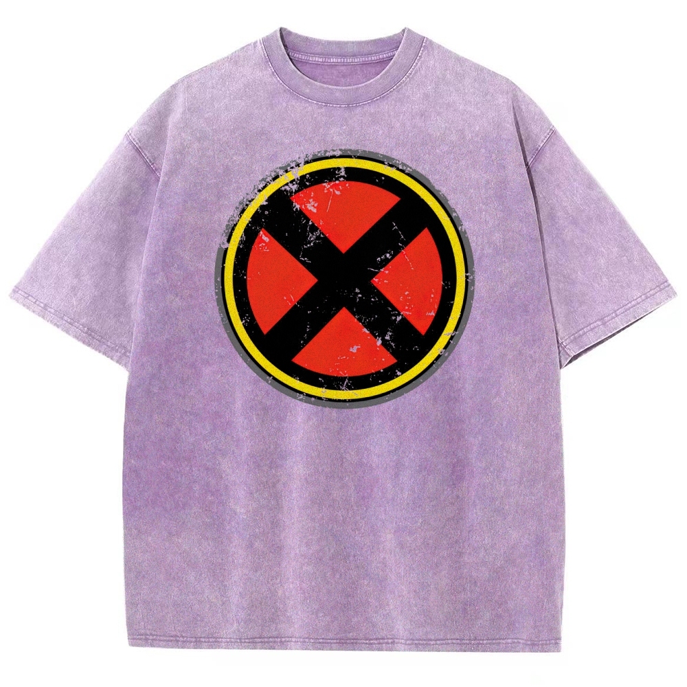 Distressed Red & Black Symbol Graphic Washed T-Shirt