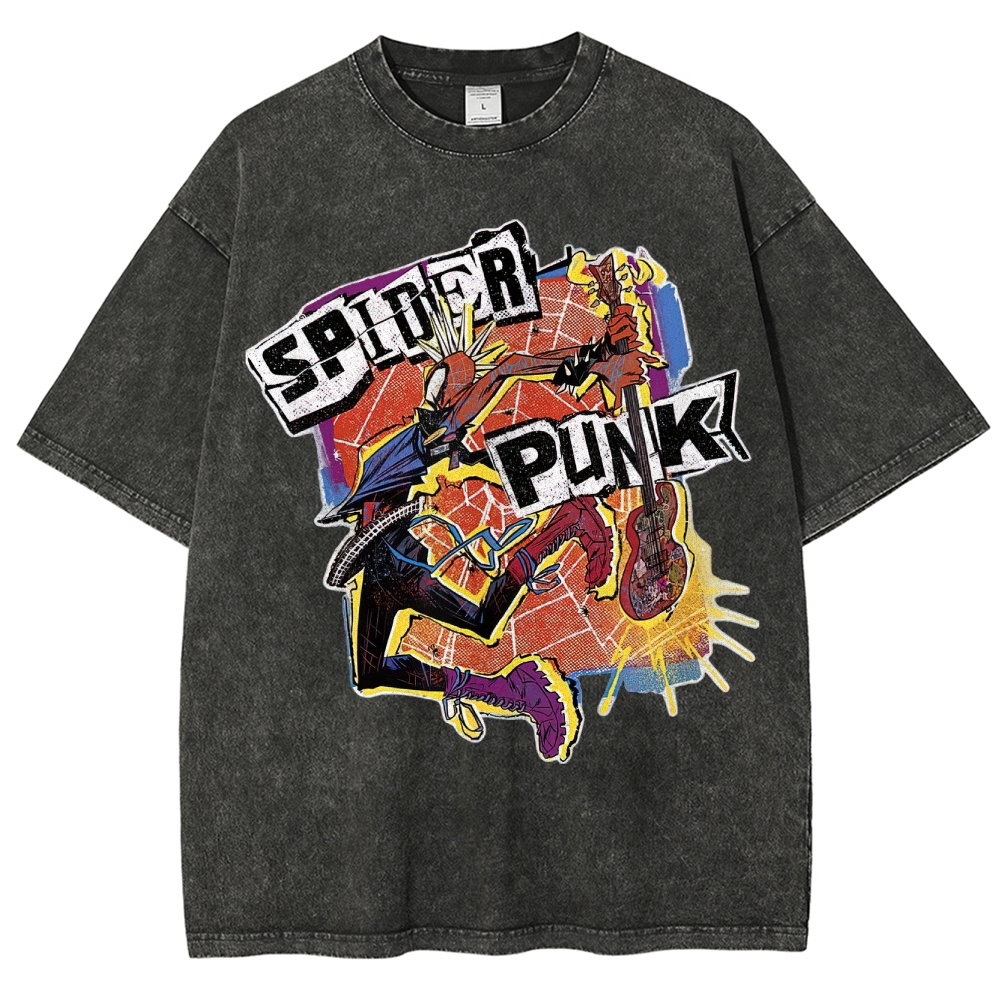 Spider Punk Graphic Washed T-Shirt