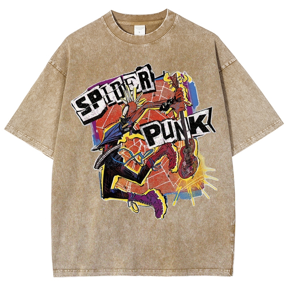 Spider Punk Graphic Washed T-Shirt