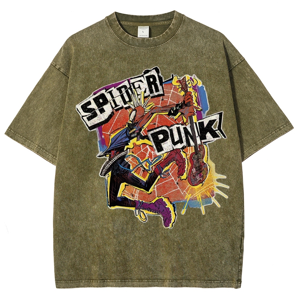 Spider Punk Graphic Washed T-Shirt