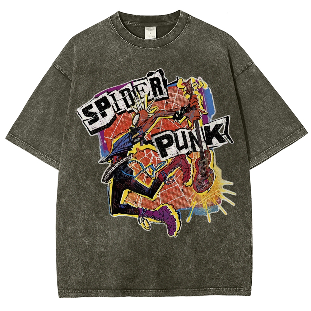Spider Punk Graphic Washed T-Shirt