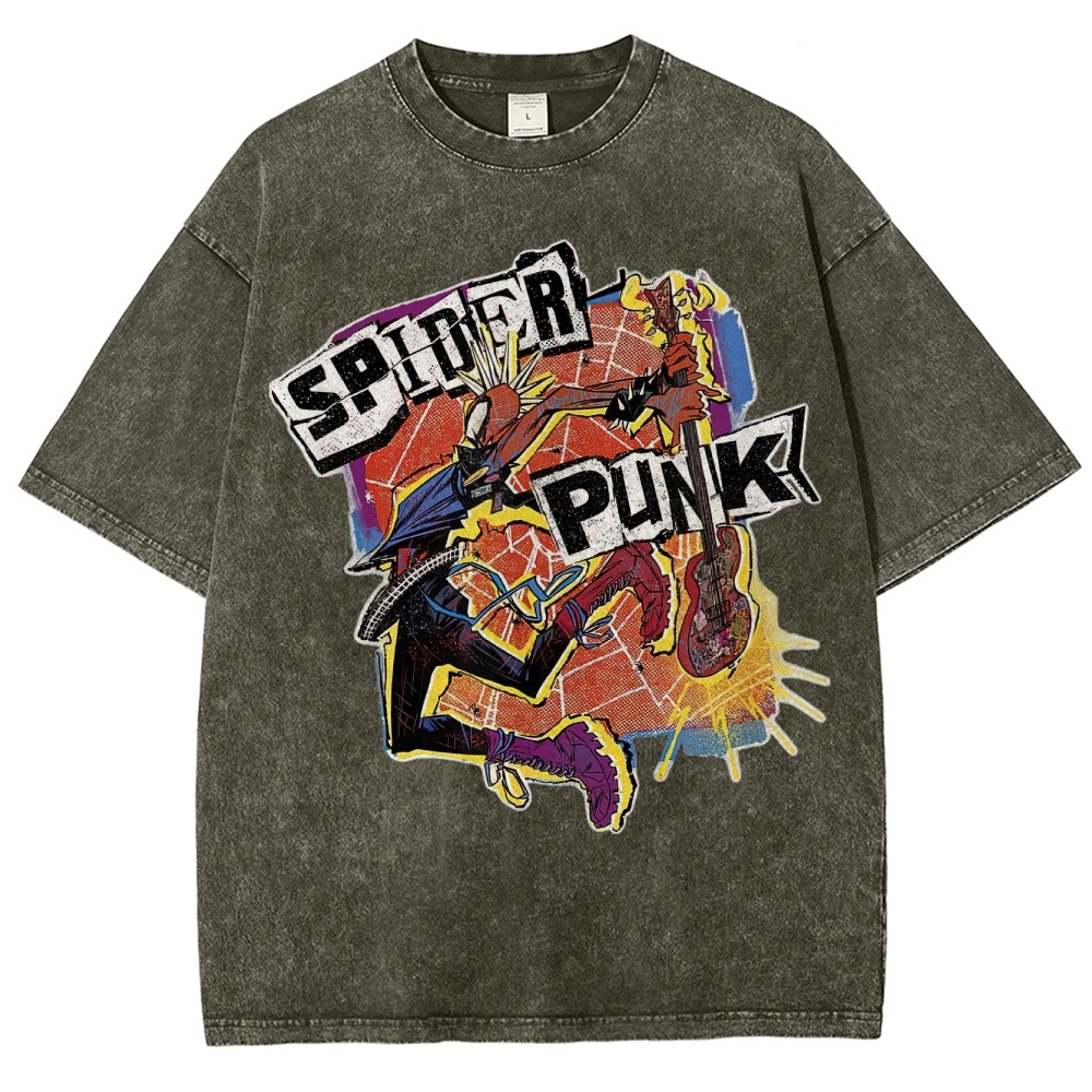 Spider Punk Graphic Washed T-Shirt