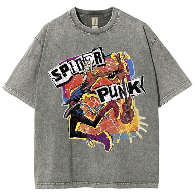 Spider Punk Graphic Washed T-Shirt