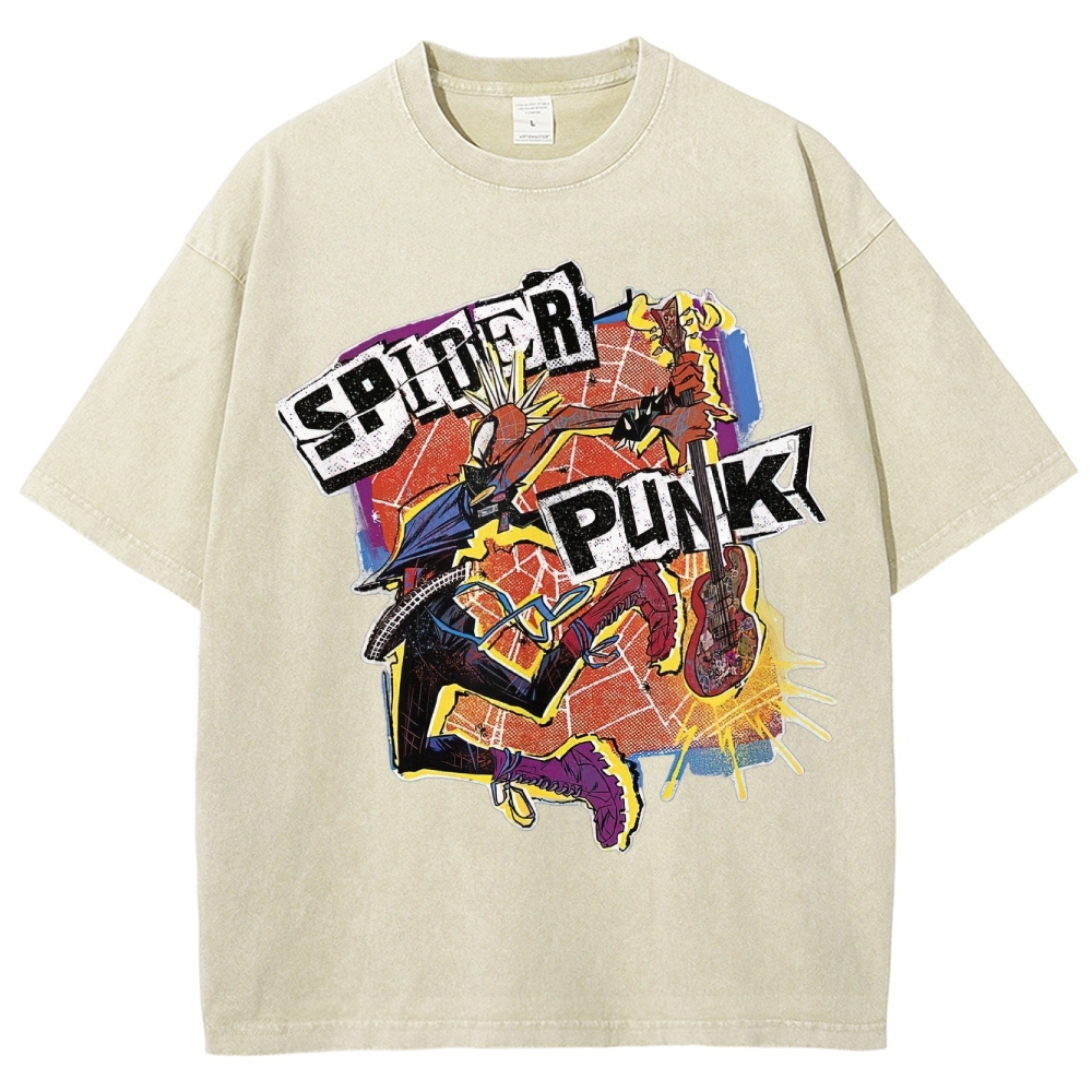 Spider Punk Graphic Washed T-Shirt