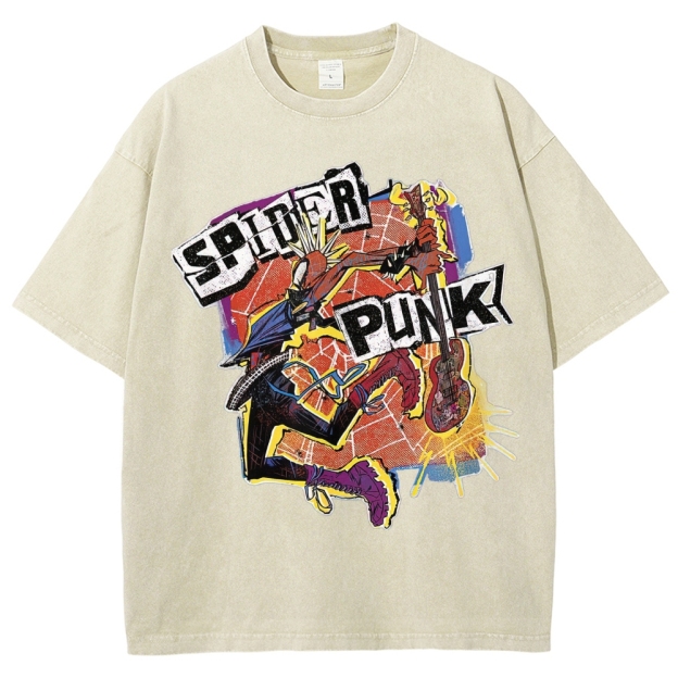 Spider Punk Graphic Washed T-Shirt