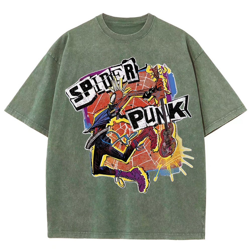 Spider Punk Graphic Washed T-Shirt