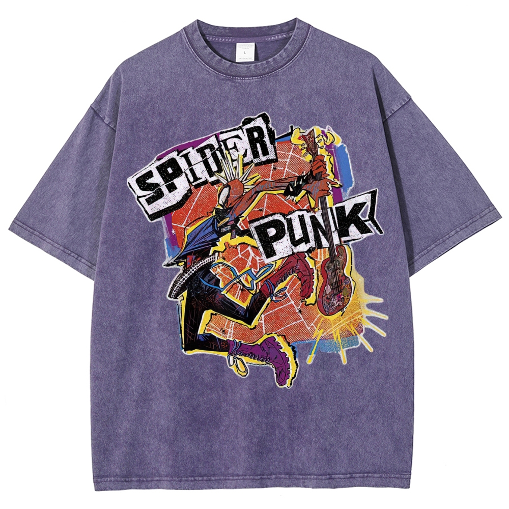 Spider Punk Graphic Washed T-Shirt