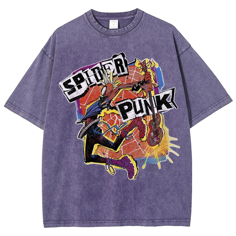 Spider Punk Graphic Washed T-Shirt