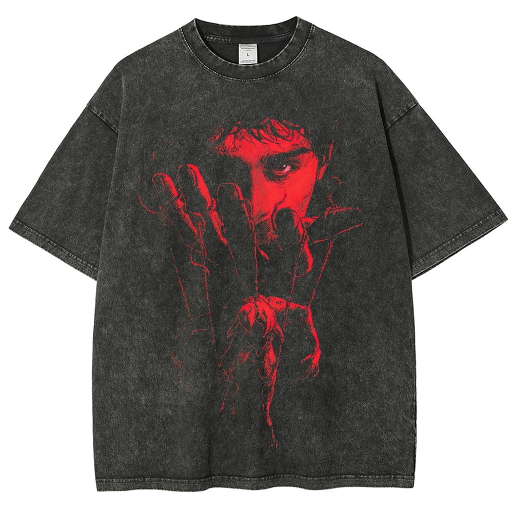 Red-Hued Psychic Hero Graphic Washed T-Shirt