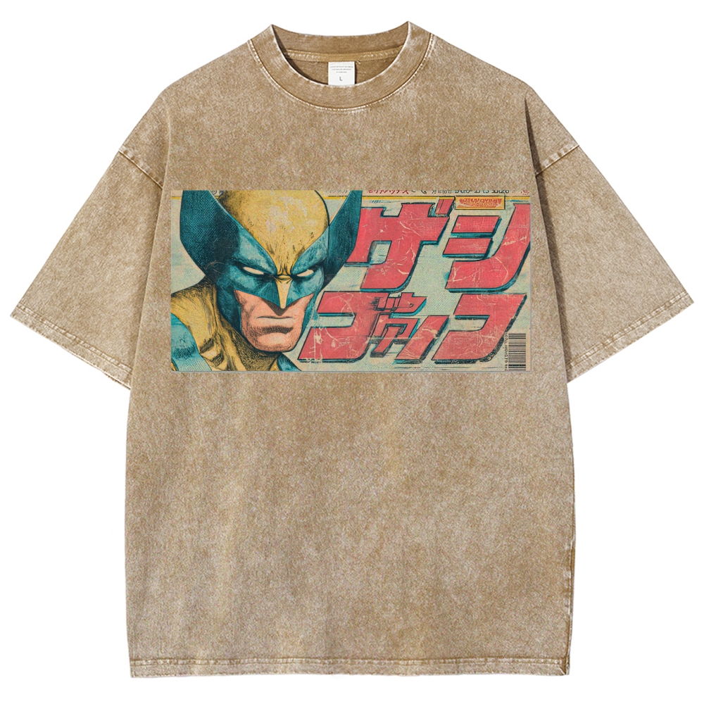 Vintage Japanese Comic Hero Graphic Washed T-Shirt