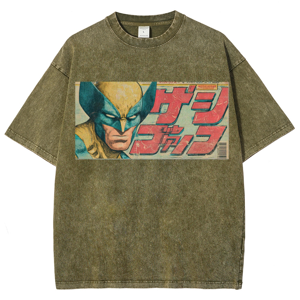 Vintage Japanese Comic Hero Graphic Washed T-Shirt