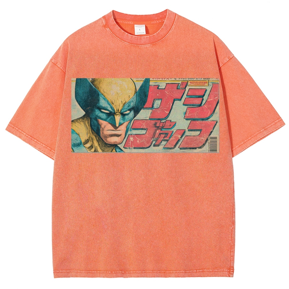 Vintage Japanese Comic Hero Graphic Washed T-Shirt