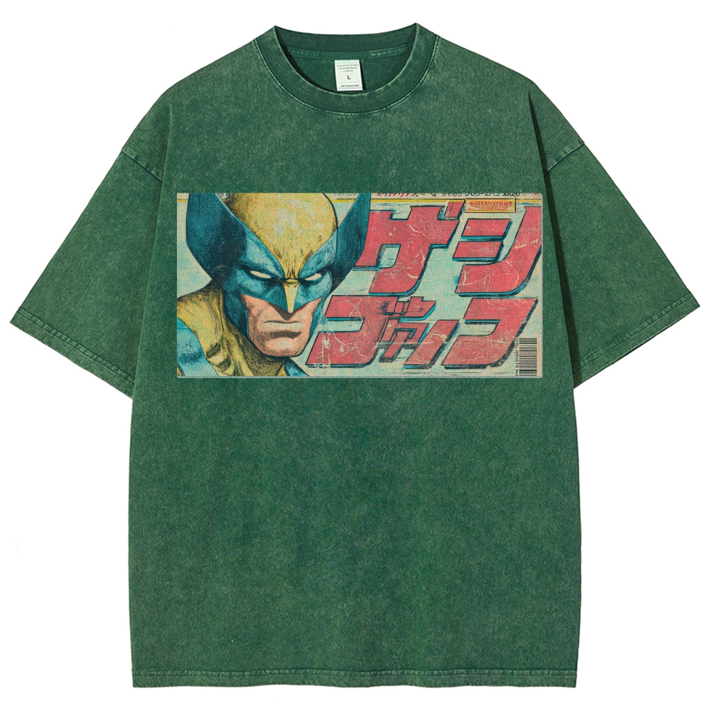 Vintage Japanese Comic Hero Graphic Washed T-Shirt