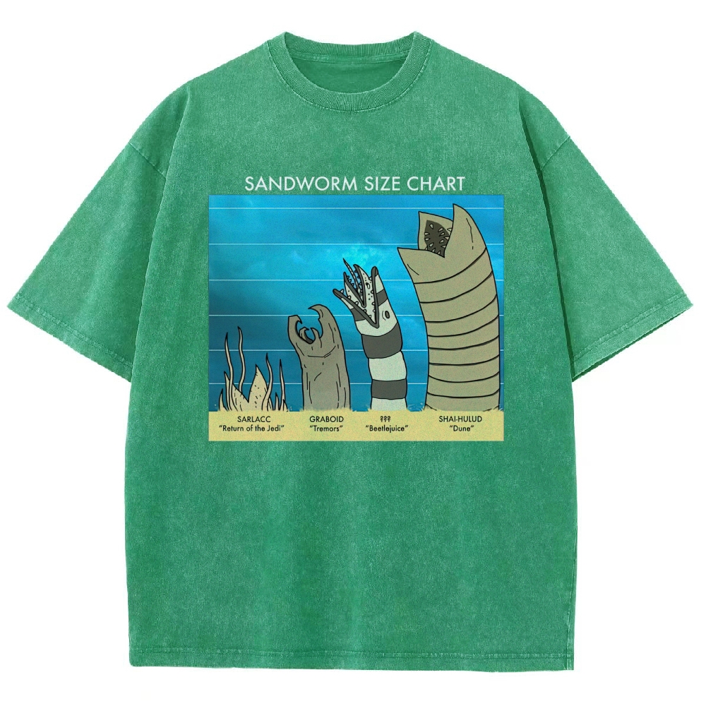 Sandworm Size Chart Pop-Culture Mashup Washed T-Shirt