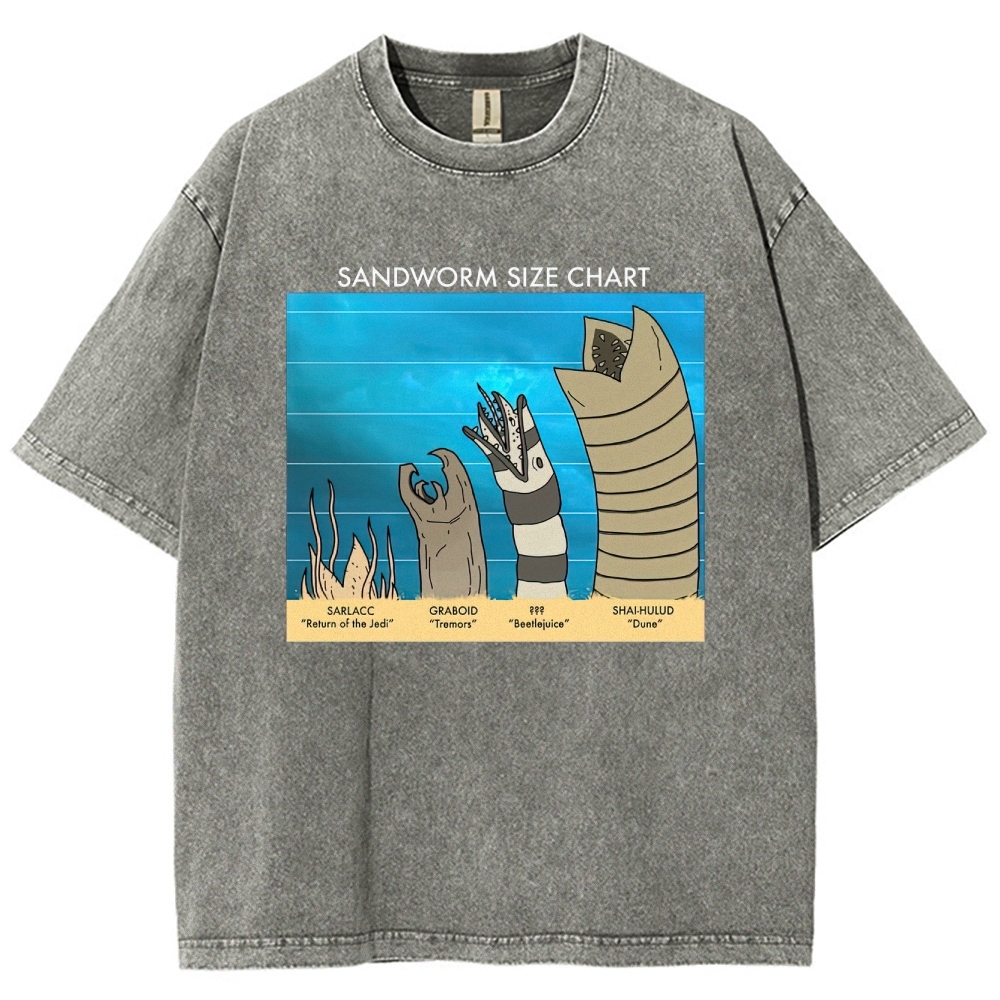 Sandworm Size Chart Pop-Culture Mashup Washed T-Shirt