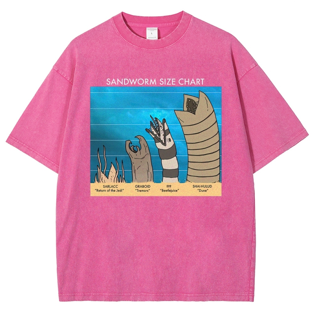 Sandworm Size Chart Pop-Culture Mashup Washed T-Shirt