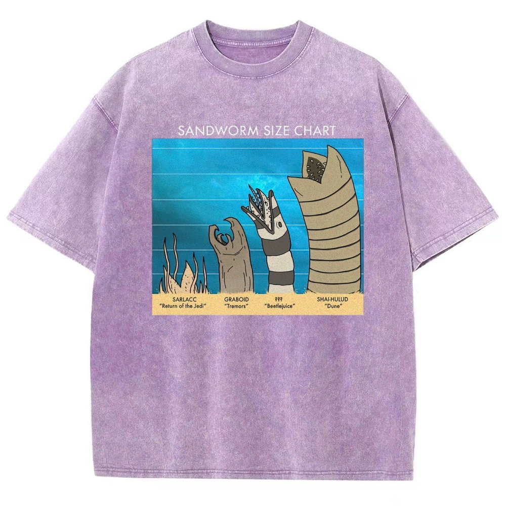 Sandworm Size Chart Pop-Culture Mashup Washed T-Shirt